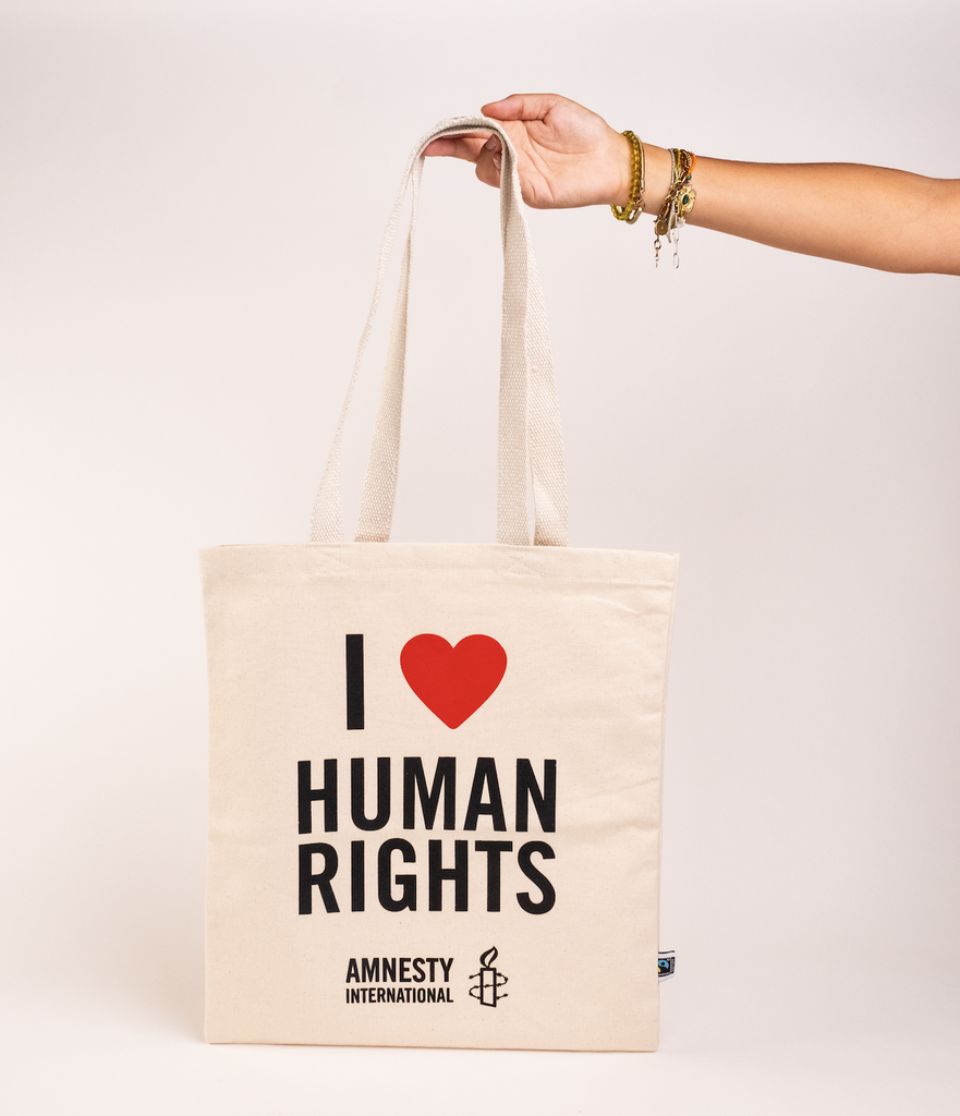 Sac en coton écru I love human rights