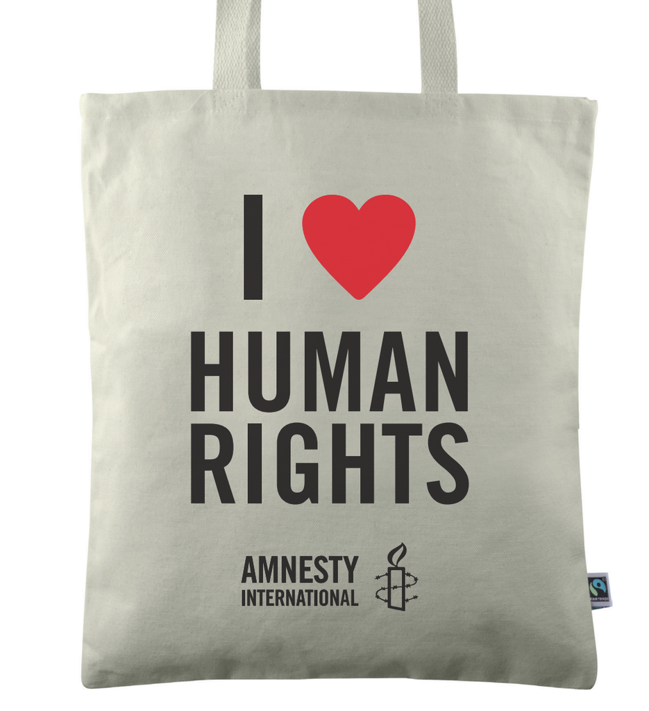 Sac en coton écru I love human rights