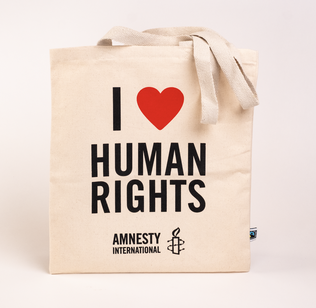 Sac en coton écru I love human rights