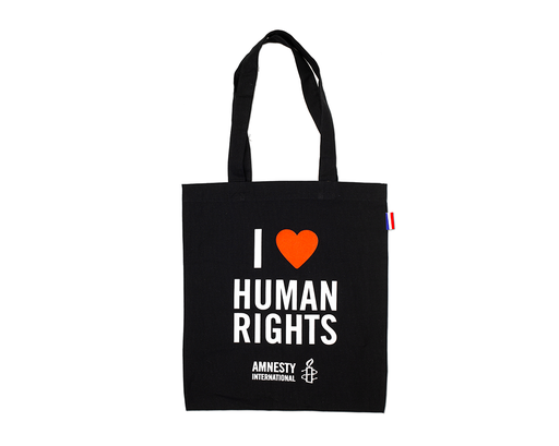 [3117] Sac en coton noir I love human rights